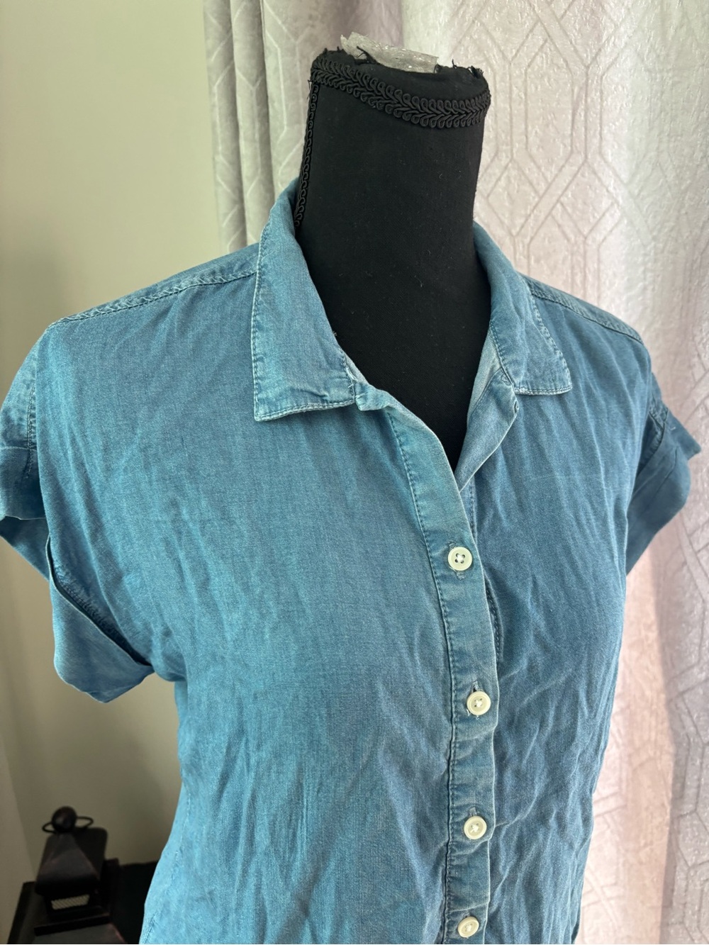 Relaxed Light Blue Denim Button-Down Shirt - Picture 3 of 10